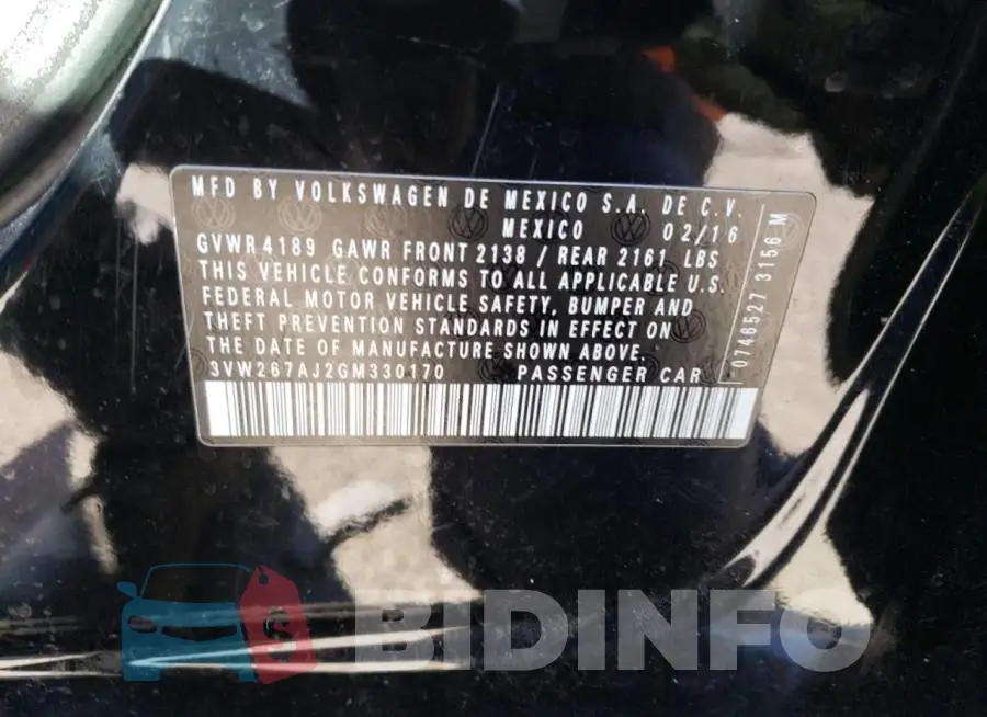 3VW267AJ2GM330170 Photo# 12