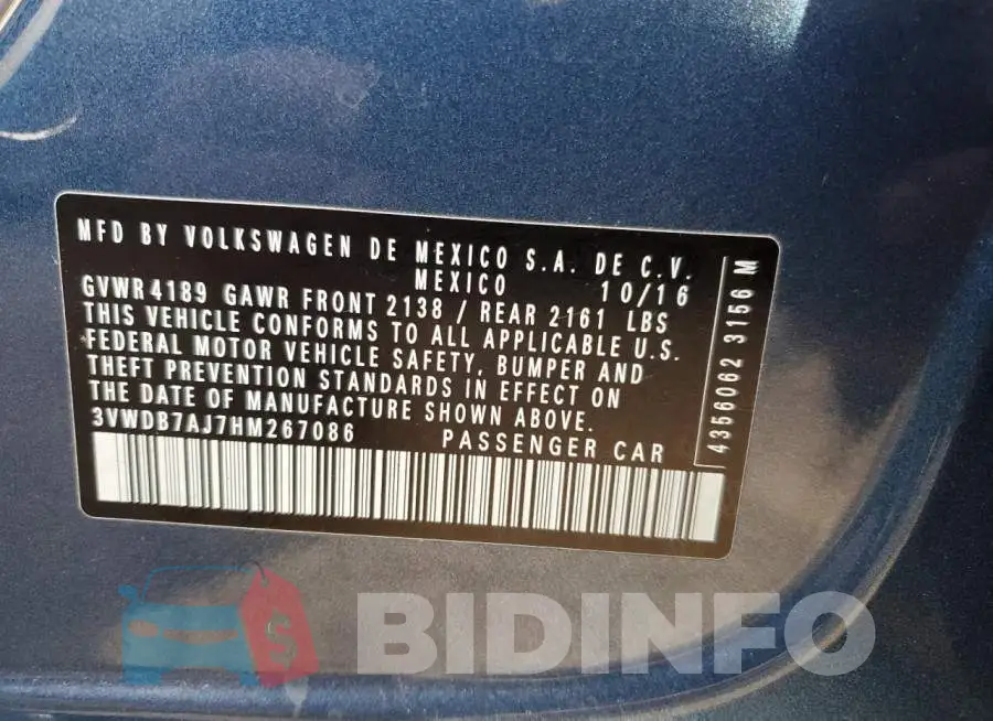 3VWDB7AJ7HM267086 Photo# 12