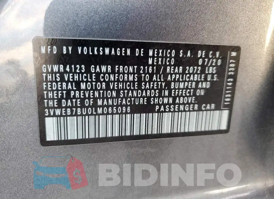 3VWEB7BU0LM065096 Photo# 12