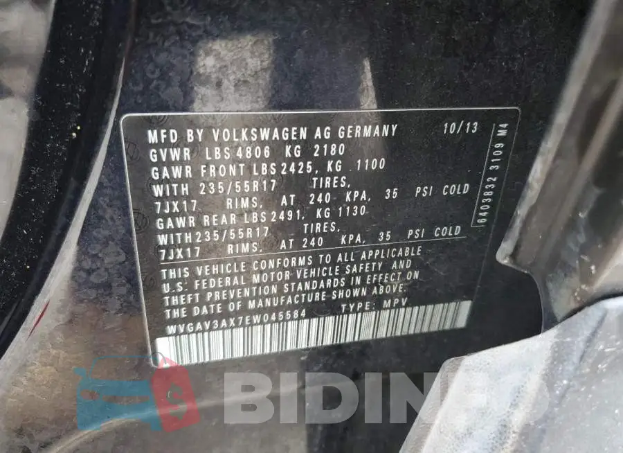 WVGAV3AX7EW045584 Photo# 13