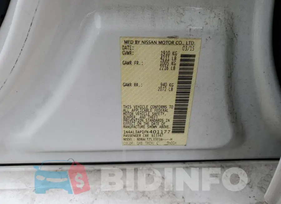 1N4AL3AP1FN401177 Photo# 12