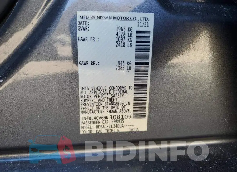 1N4BL4CV6NN308109 Photo# 13