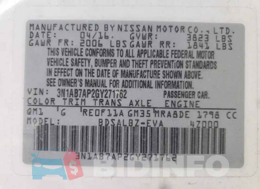 3N1AB7AP2GY271762 Photo# 10