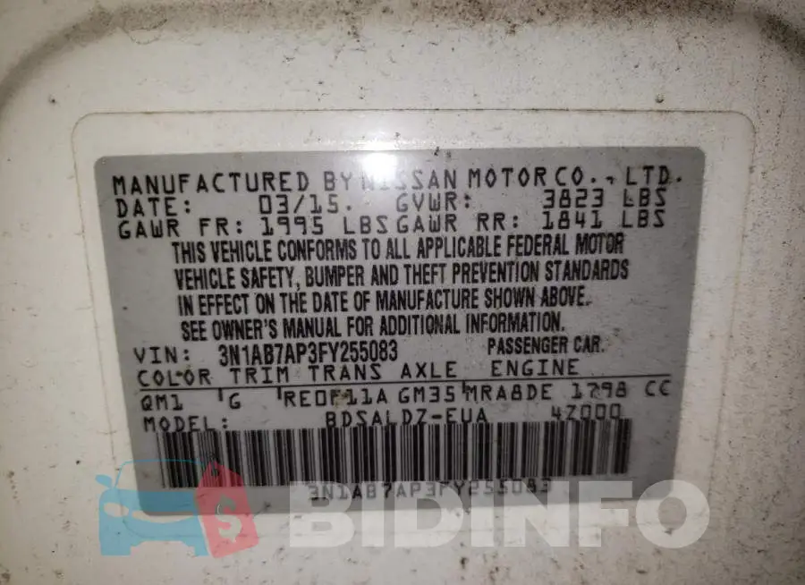 3N1AB7AP3FY255083 Photo# 12