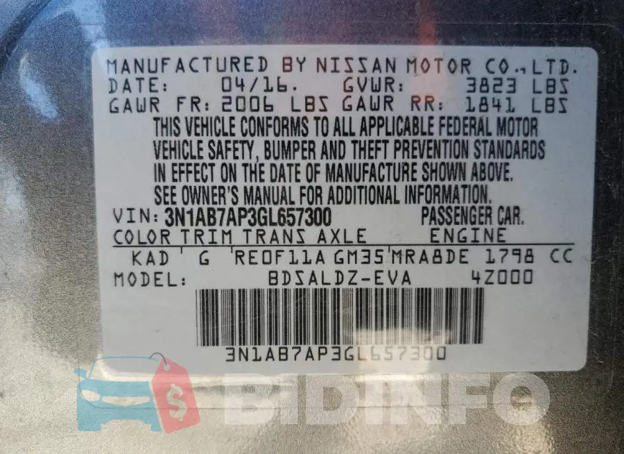 3N1AB7AP3GL657300 Photo# 12