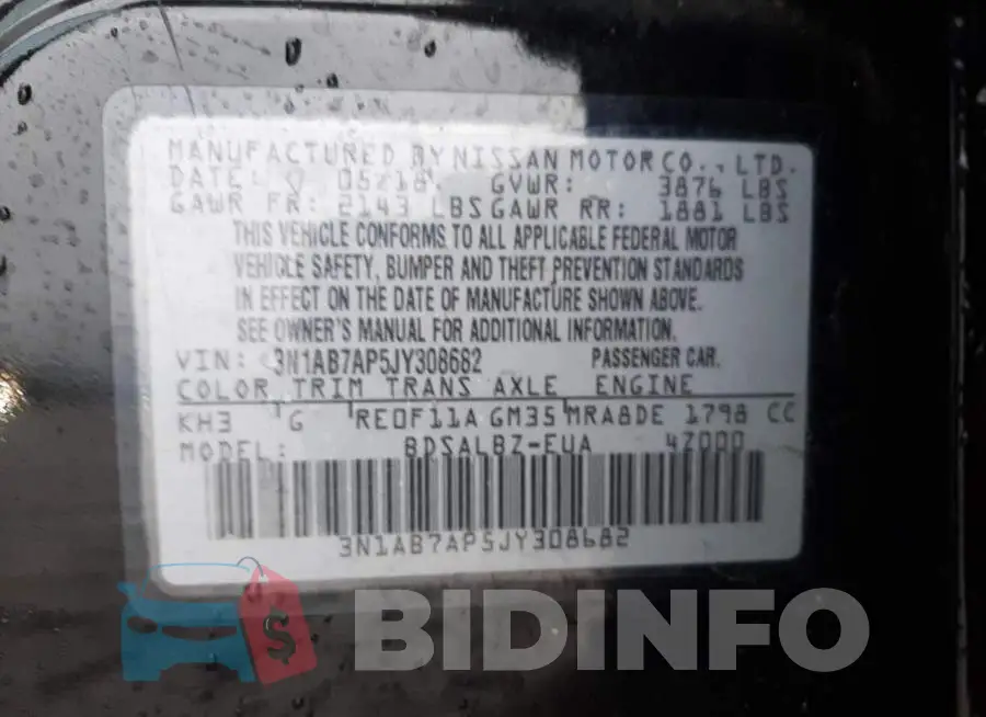 3N1AB7AP5JY308682 Photo# 13