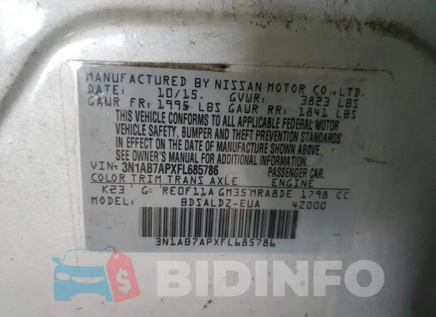 3N1AB7APXFL685786 Photo# 12