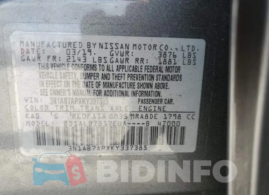 3N1AB7APXKY337385 Photo# 12