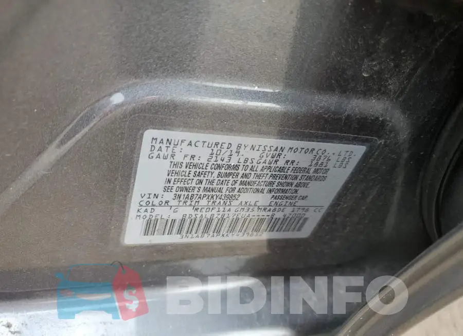 3N1AB7APXKY439852 Photo# 13