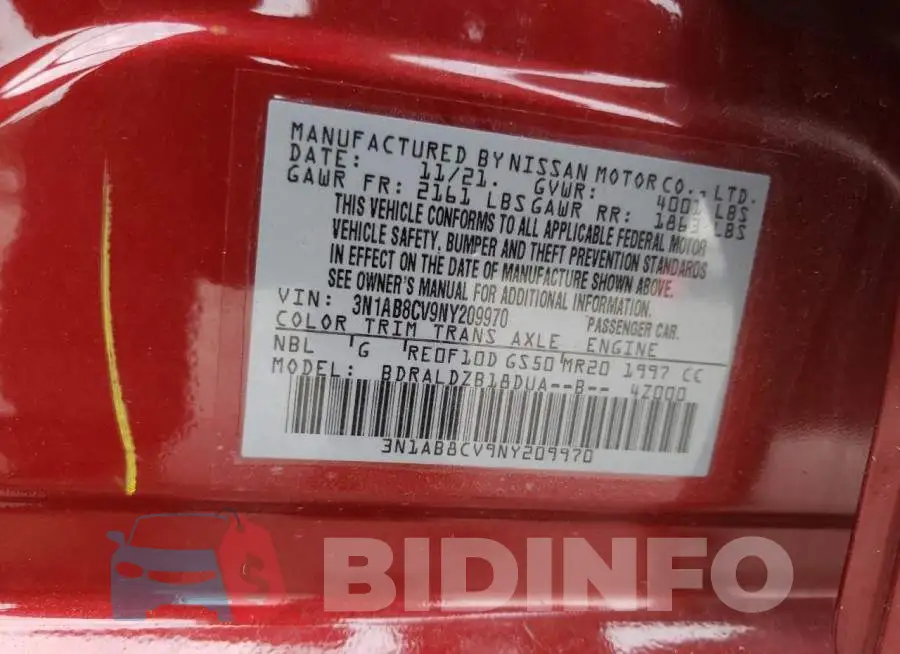 3N1AB8CV9NY209970 Photo# 12