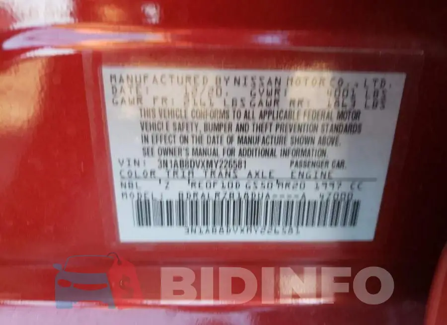 3N1AB8DVXMY226581 Photo# 12