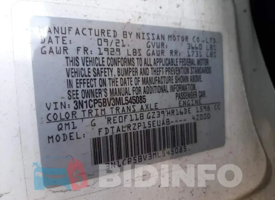 3N1CP5BV3ML545085 Photo# 12