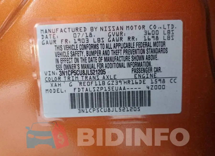 3N1CP5CU8JL521205 Photo# 12
