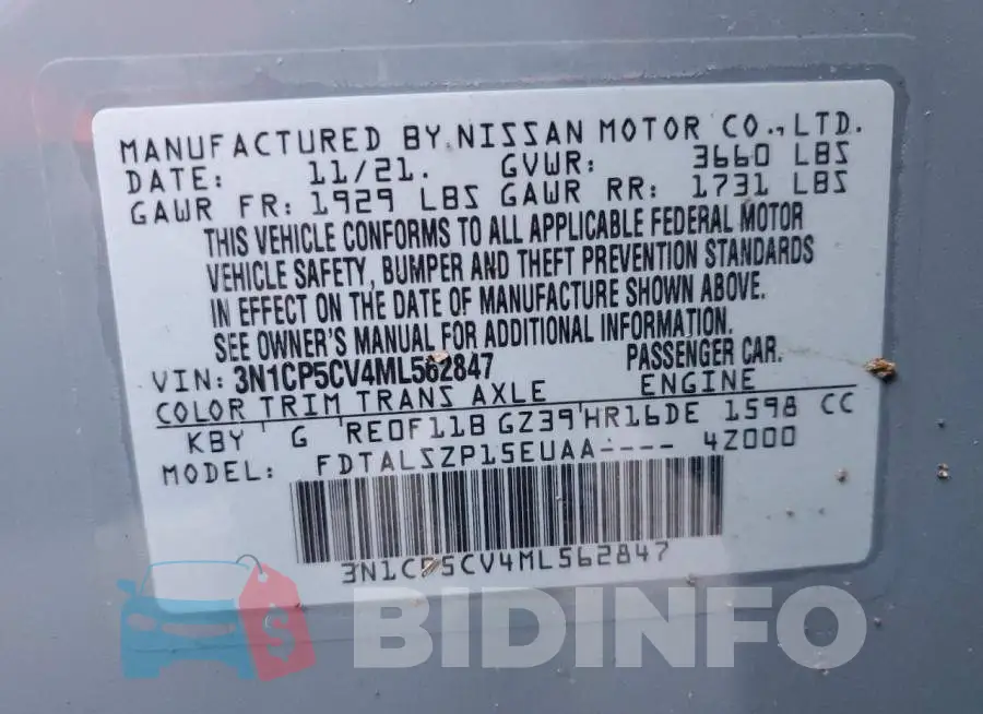 3N1CP5CV4ML562847 Photo# 13