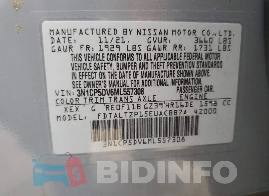 3N1CP5DV6ML557308 Photo# 12