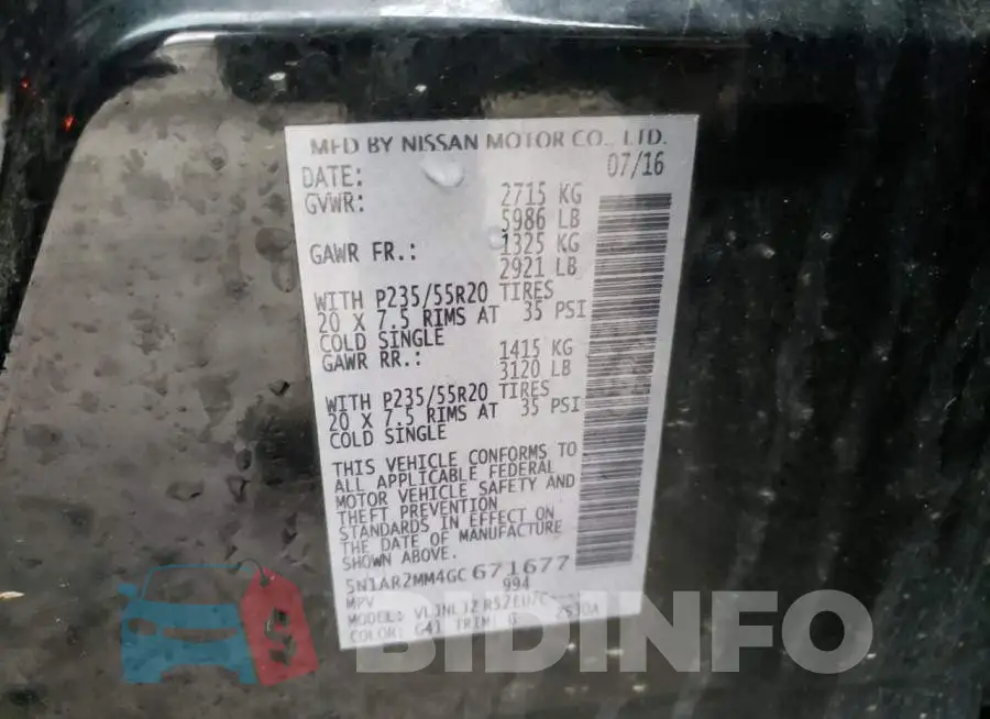5N1AR2MM4GC671677 Photo# 13