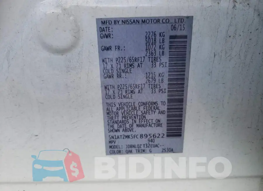 5N1AT2MK5FC895622 Photo# 13