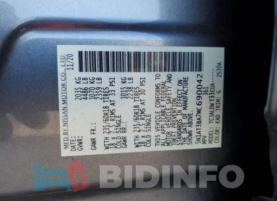 5N1AT3BA7MC690042 Photo# 12