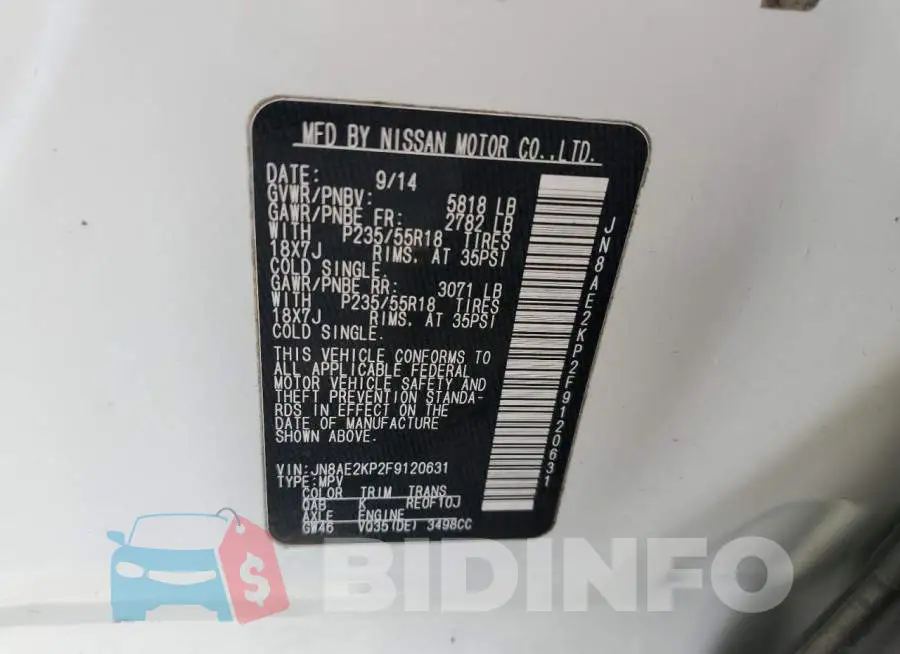 JN8AE2KP2F9120631 Photo# 13