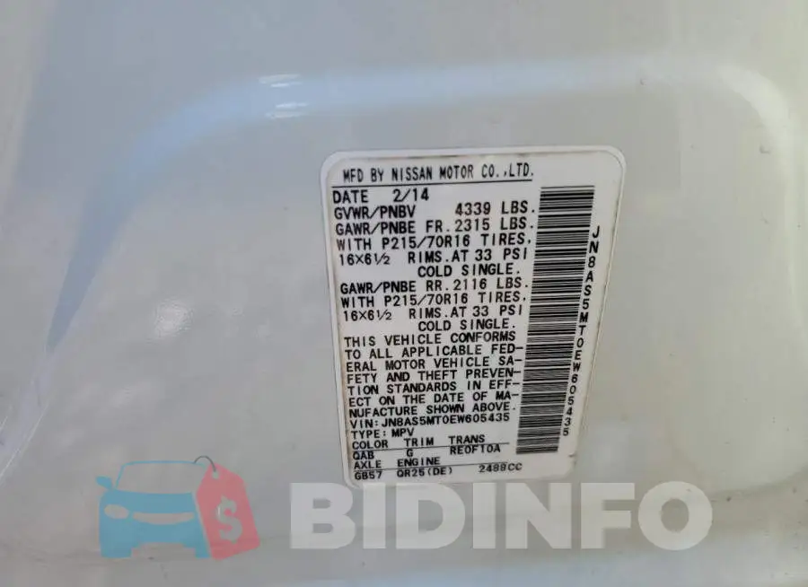 JN8AS5MT0EW605435 Photo# 13