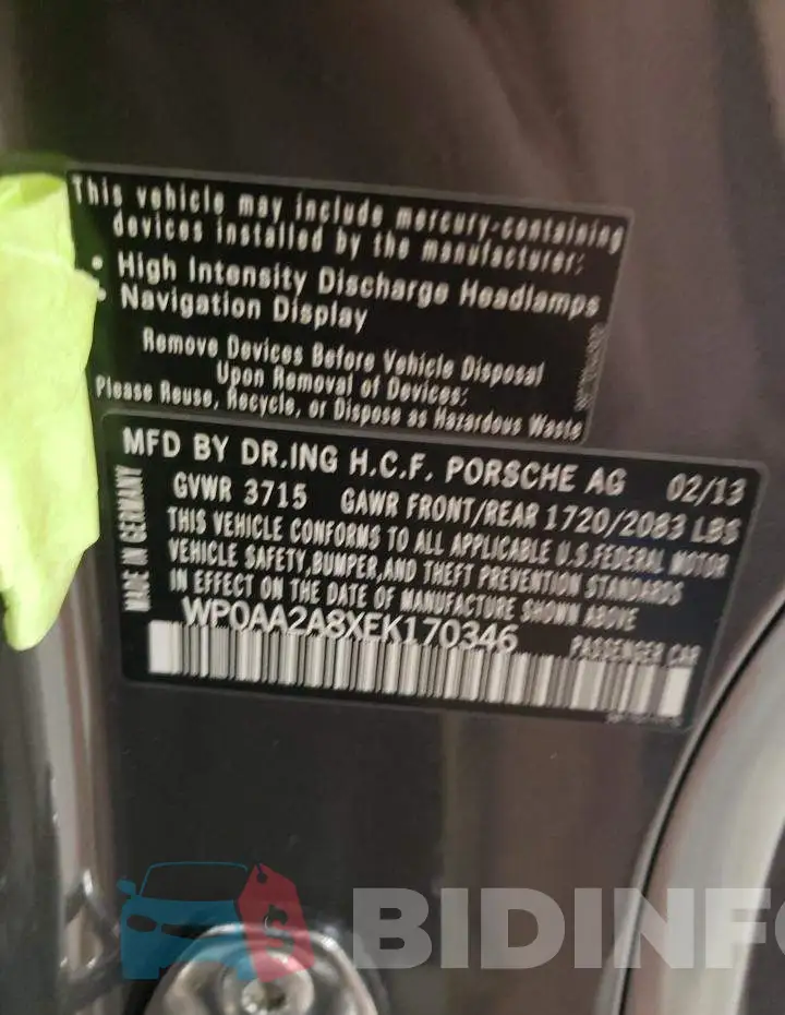 WP0AA2A8XEK170346 Photo# 13