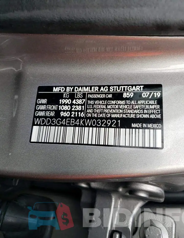 WDD3G4EB4KW032921 Photo# 10