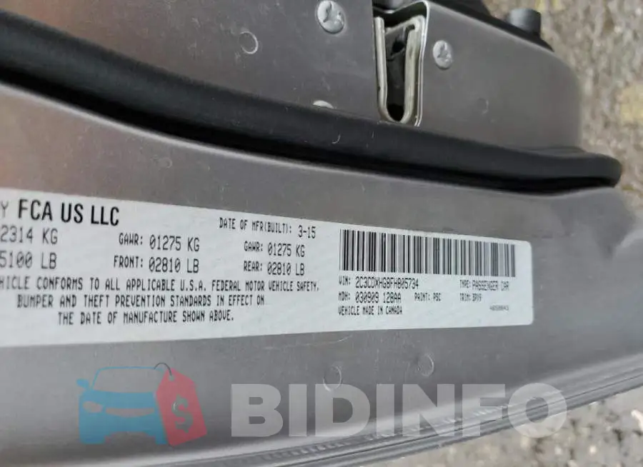 2C3CDXHG8FH805734 Photo# 12