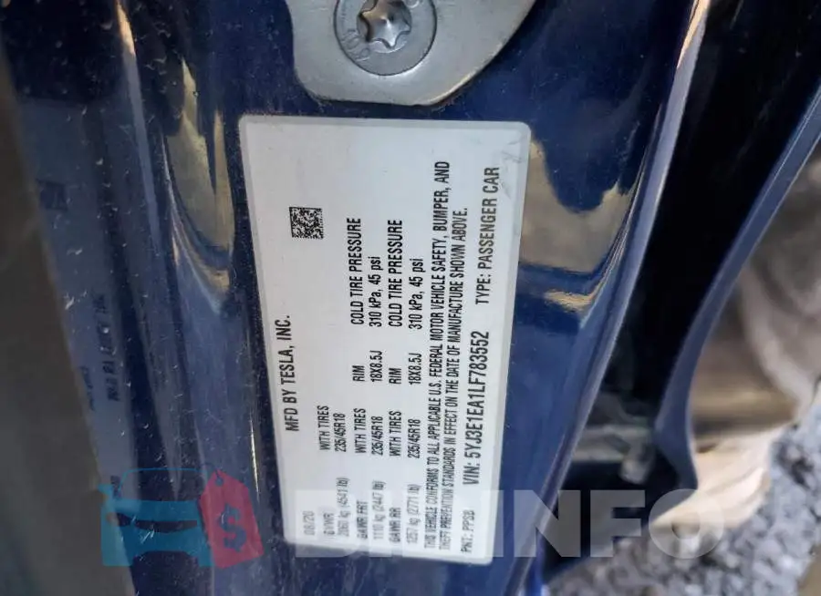 5YJ3E1EA1LF783552 Photo# 12