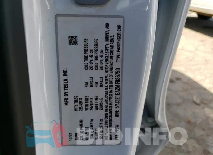 5YJ3E1EA2MF086750 Photo# 12