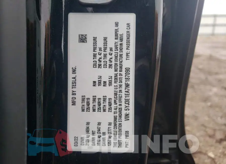 5YJ3E1EA7NF187090 Photo# 12