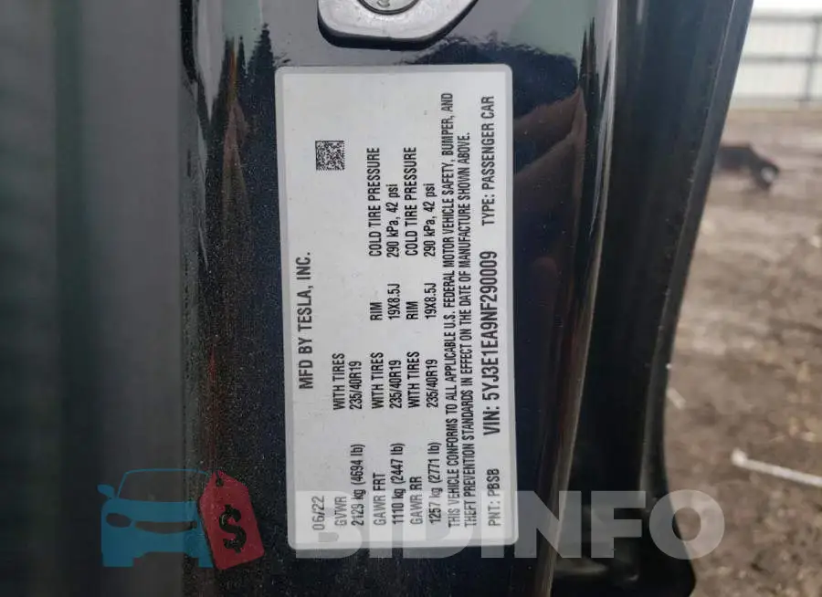 5YJ3E1EA9NF290009 Photo# 12