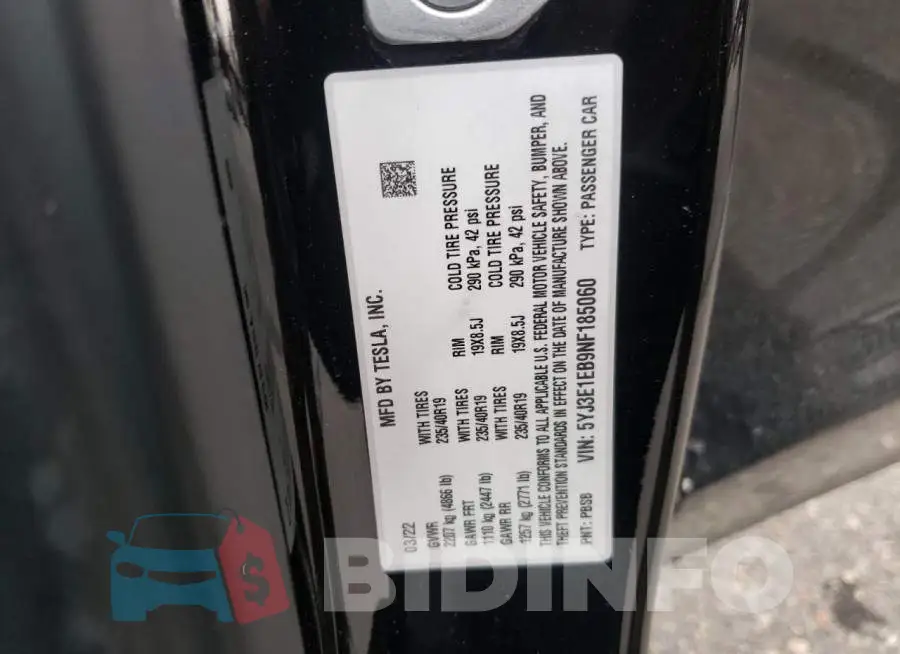 5YJ3E1EB9NF185060 Photo# 12