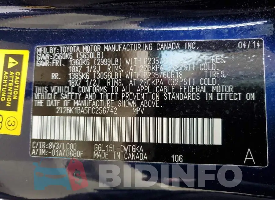 2T2BK1BA5FC256742 Photo# 13