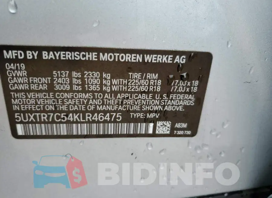 5UXTR7C54KLR46475 Photo# 13