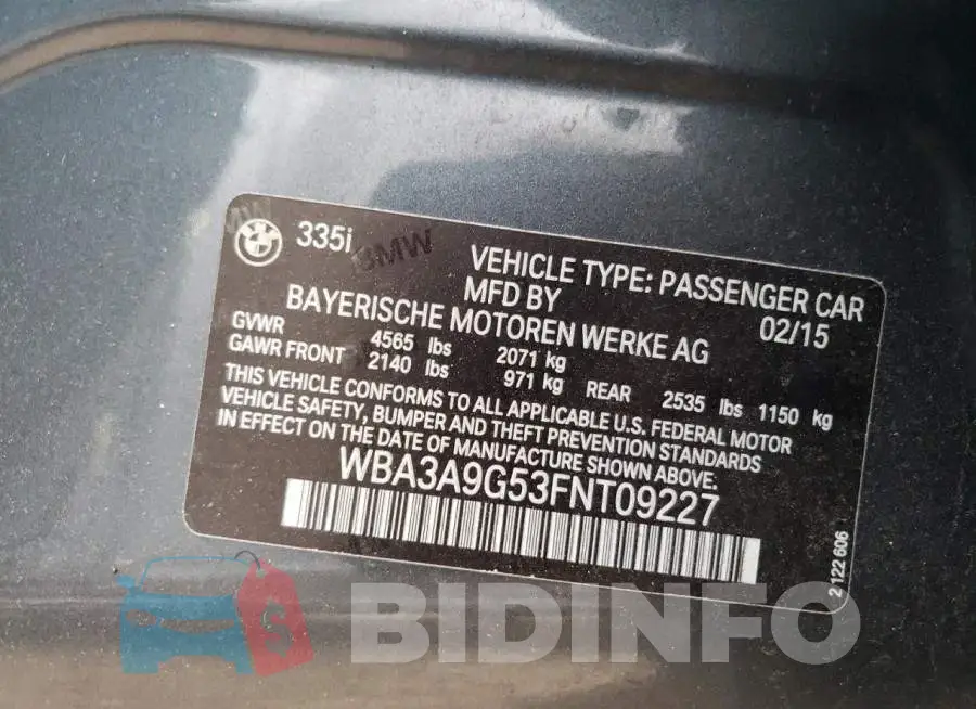 WBA3A9G53FNT09227 Photo# 12