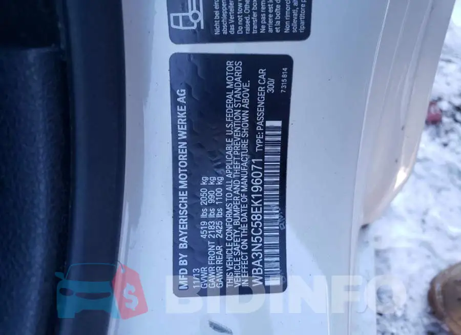 WBA3N5C58EK196071 Photo# 12