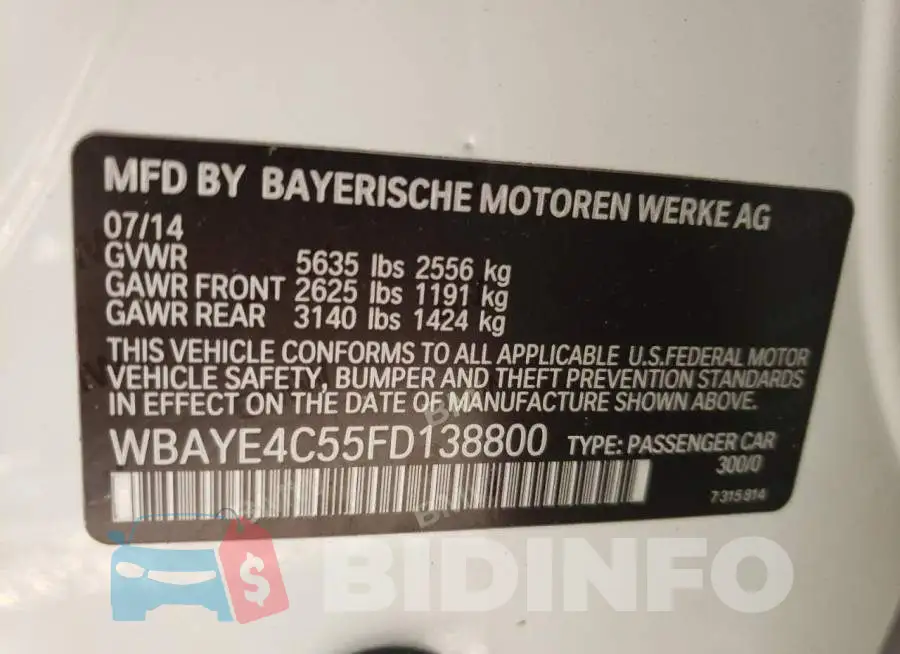 WBAYE4C55FD138800 Photo# 12