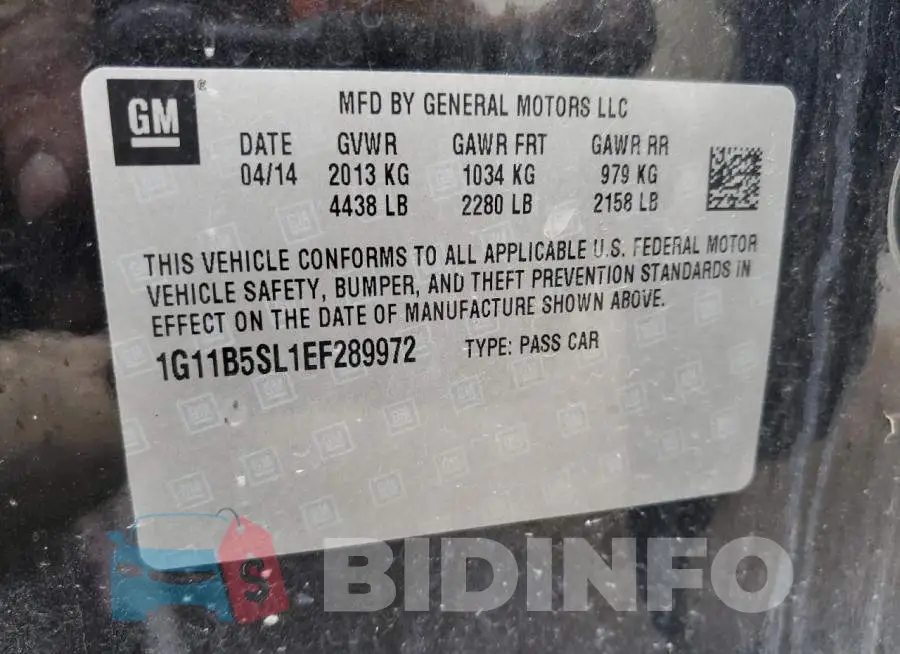 1G11B5SL1EF289972 Photo# 12