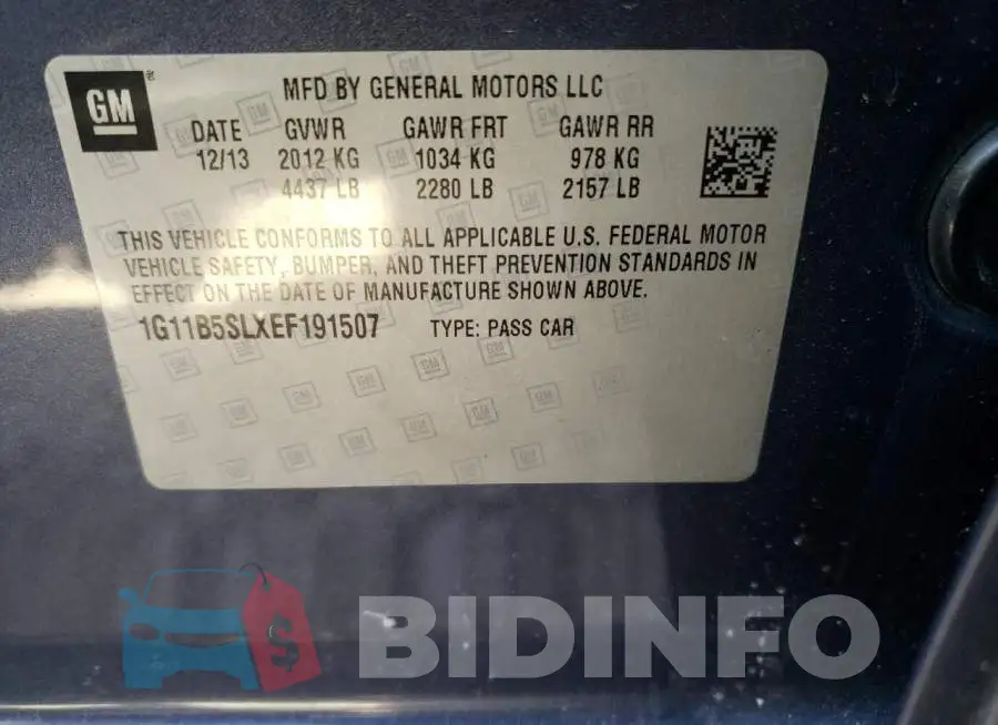 1G11B5SLXEF191507 Photo# 12