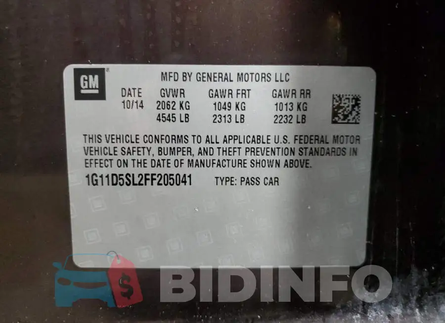 1G11D5SL2FF205041 Photo# 13