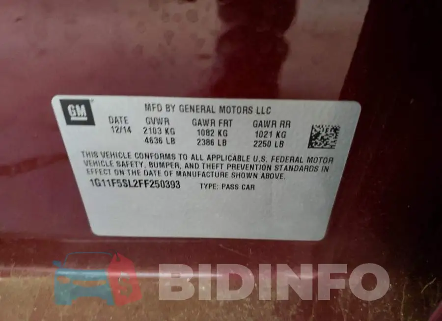 1G11F5SL2FF250393 Photo# 12