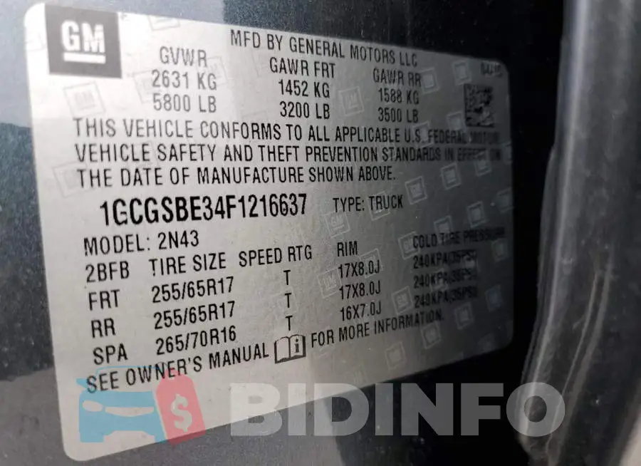 1GCGSBE34F1216637 Photo# 12