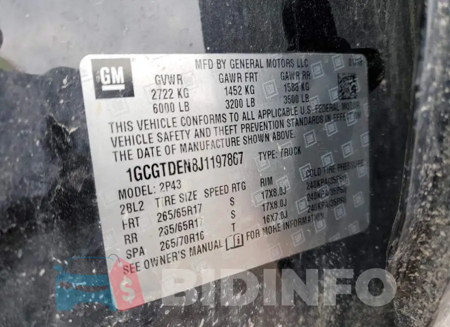 1GCGTDEN8J1197867 Photo# 12