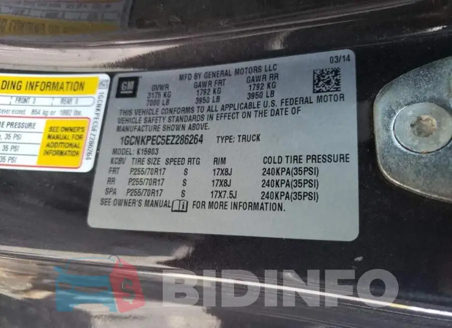 1GCNKPEC5EZ286264 Photo# 10