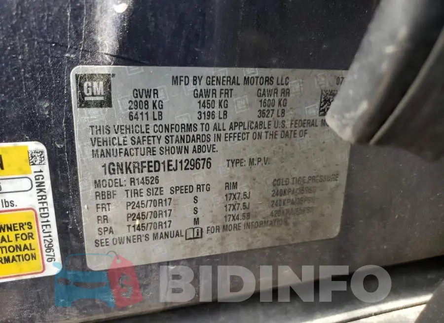 1GNKRFED1EJ129676 Photo# 13