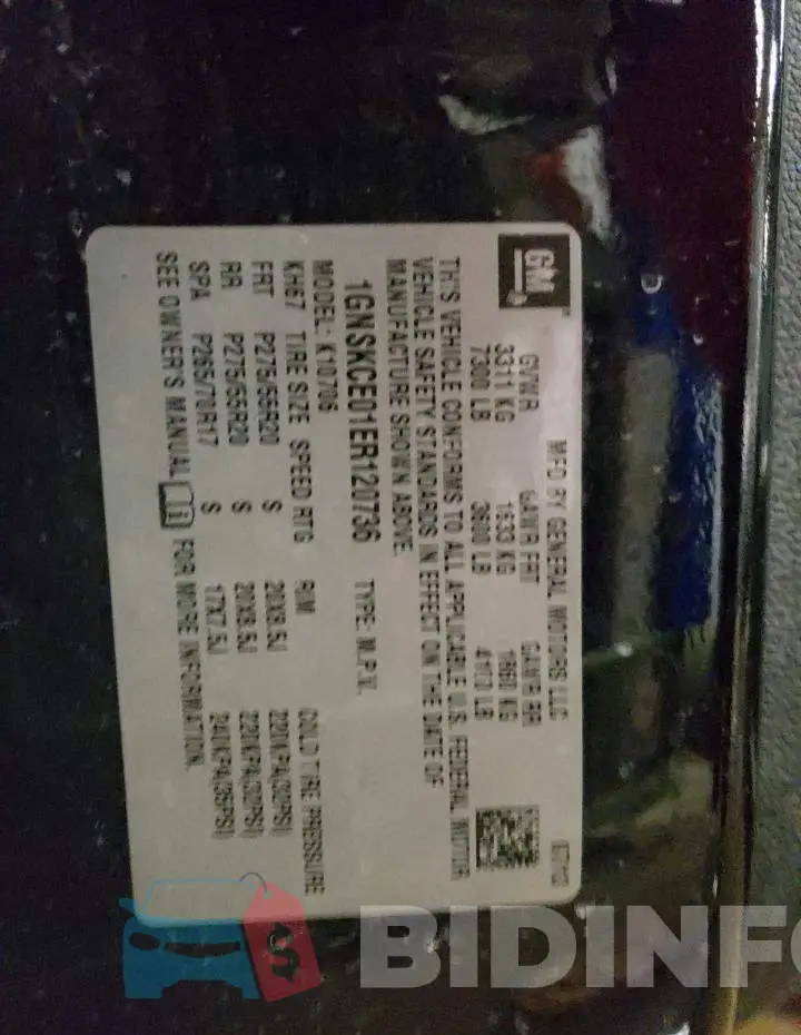 1GNSKCE01ER120736 Photo# 14