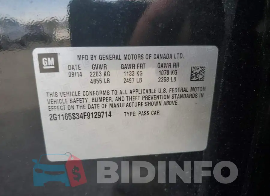 2G1165S34F9129714 Photo# 12