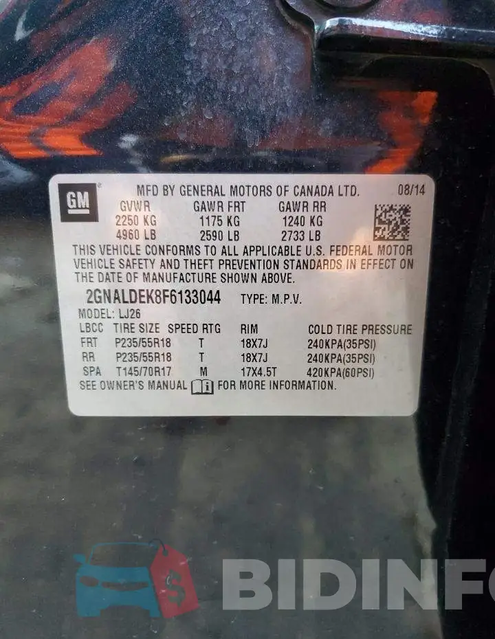 2GNALDEK8F6133044 Photo# 13