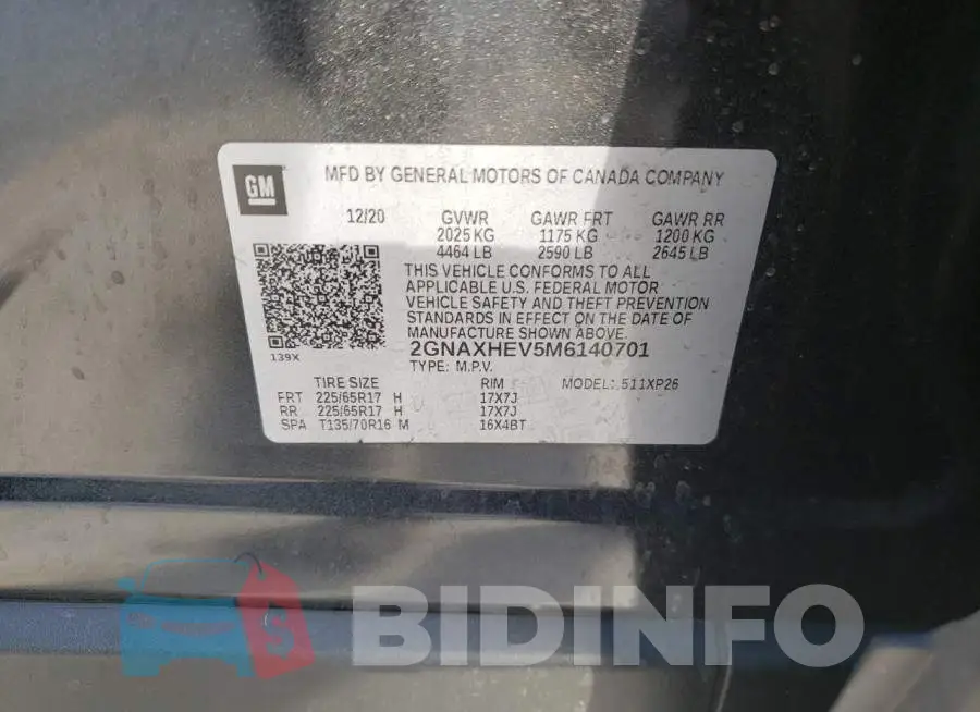 2GNAXHEV5M6140701 Photo# 13