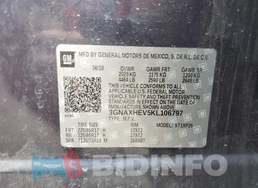 3GNAXHEV5KL106797 Photo# 14
